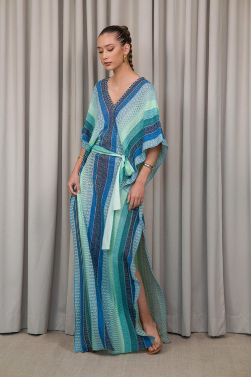 V Neck Knitted Kaftan