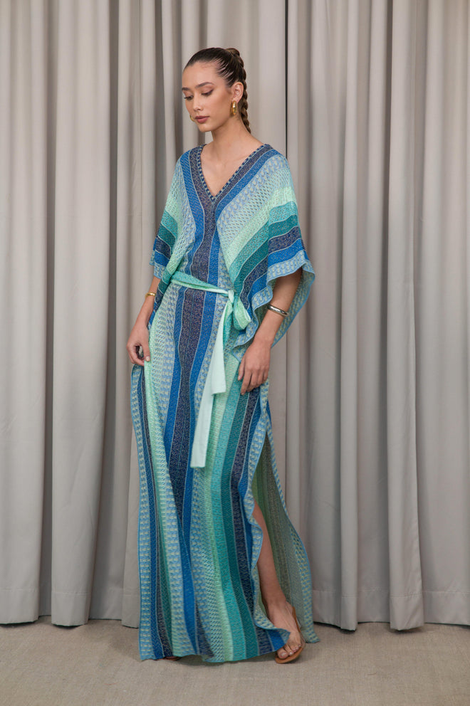 V Neck Knitted Kaftan
