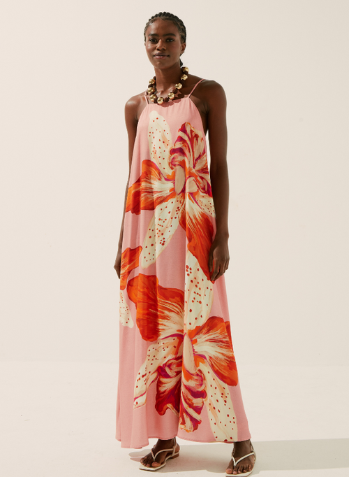 Detailed Orchid Long Dress