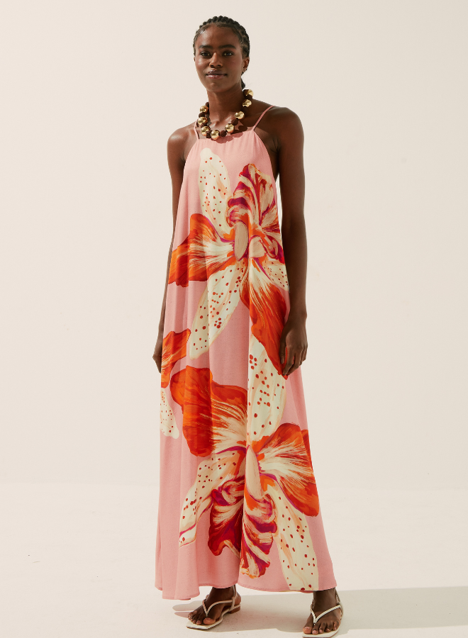 Detailed Orchid Long Dress