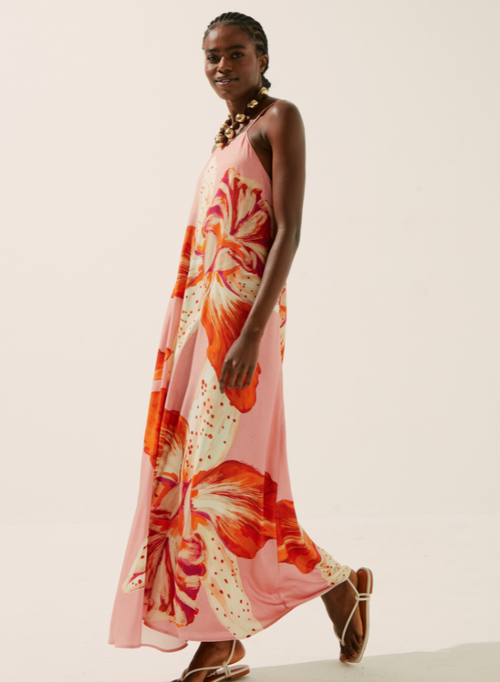 Detailed Orchid Long Dress