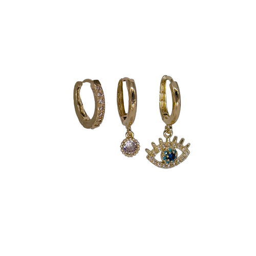 Earrings W Gold Hook Evileye