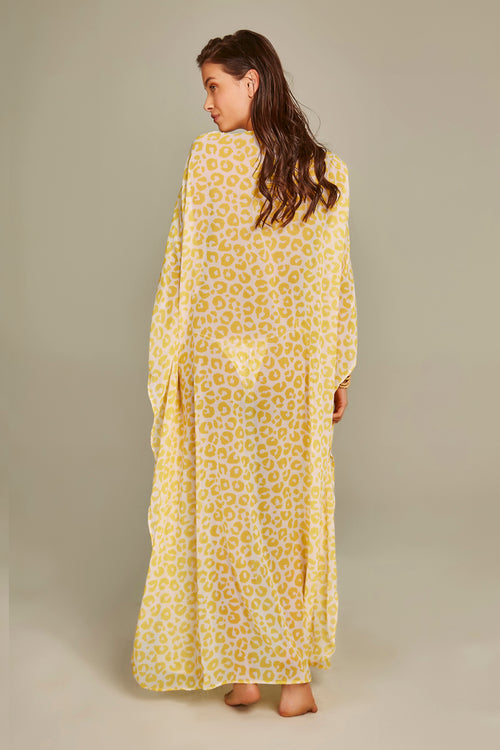 Santorini Kaftan Yellow Leopard