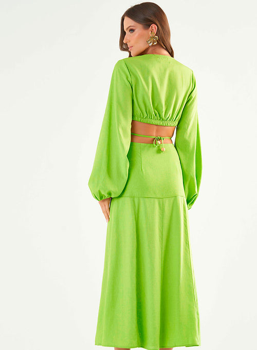 Dara Linen blouse skirt set