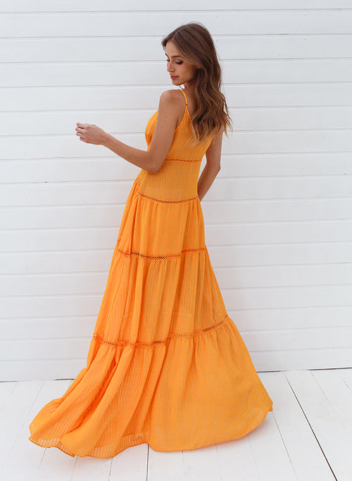 Long Dress Camadas Amarelo Joaquina