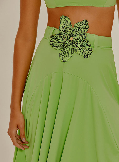 Iris Flower Midi Skirt
