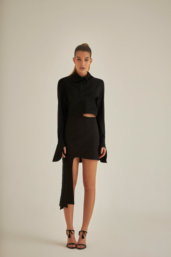 Saia Camadas Curvas - Black