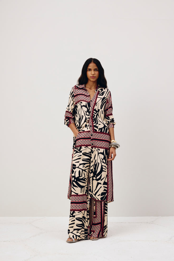 Elongated Printed Rib Chemise