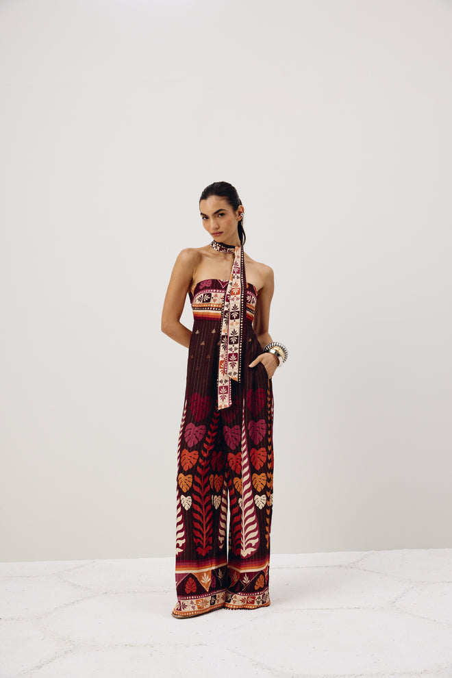 Printed Strapless Jumpsuit