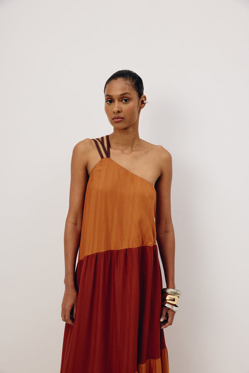 Bicolor Dress W Crochet Strap
