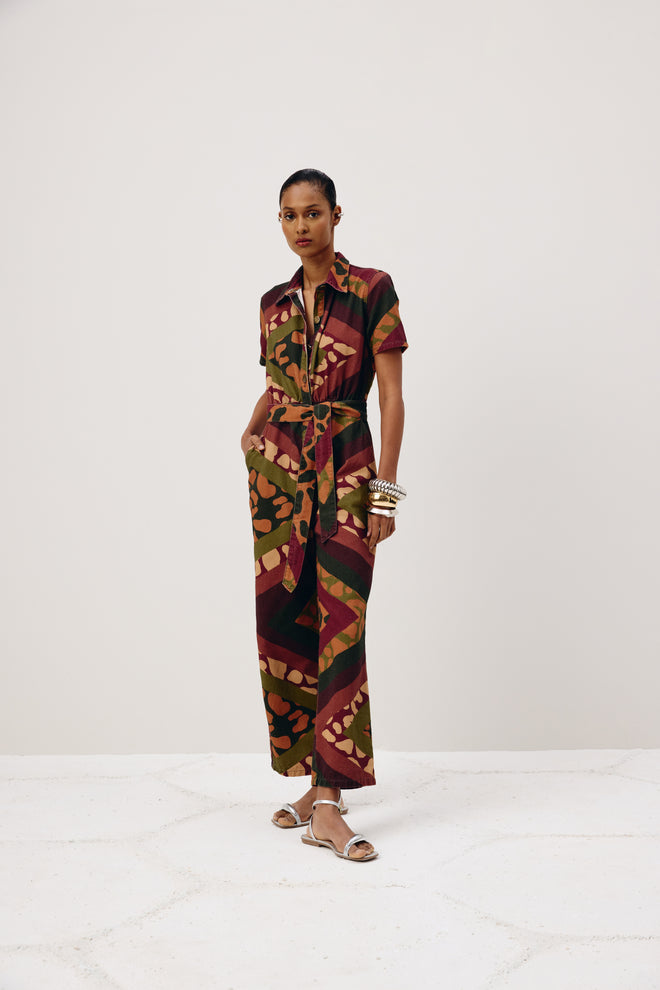 Leon Printed Twill Jumpsuit