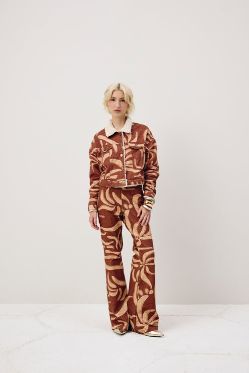 Printed Wideleg Denim Pants