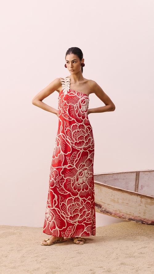 Leaf Guipure Printed Dress