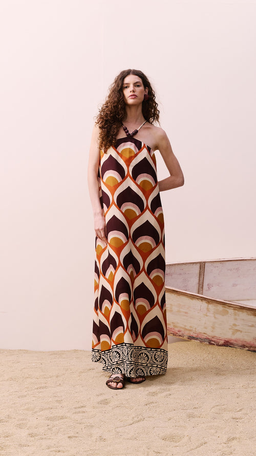 Long Dress W Beaded Neckline