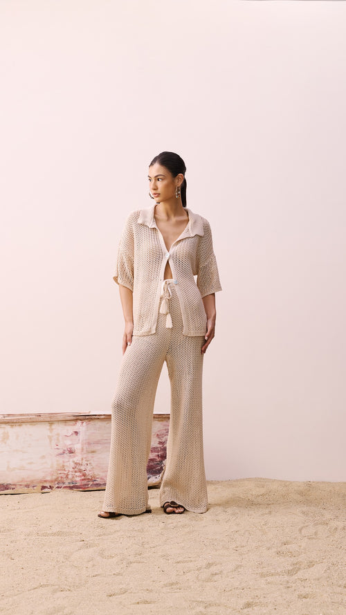 Lace Knit Wide Leg Pants