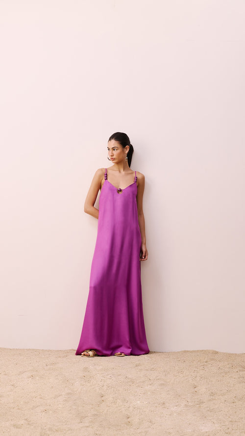 Tip Strap Long Dress - Black