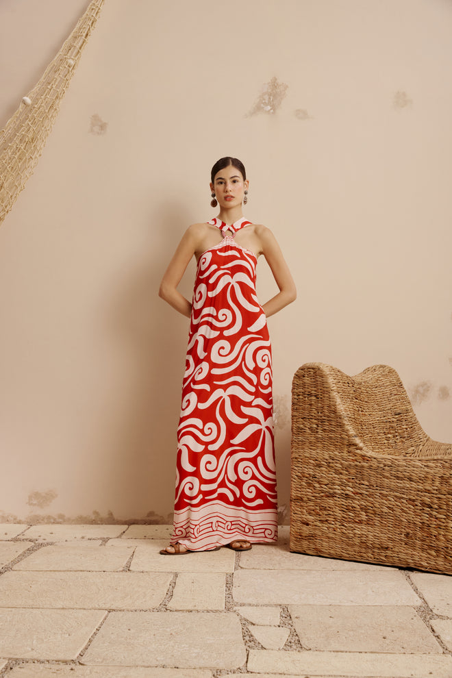 Strap Neckline Long Dress