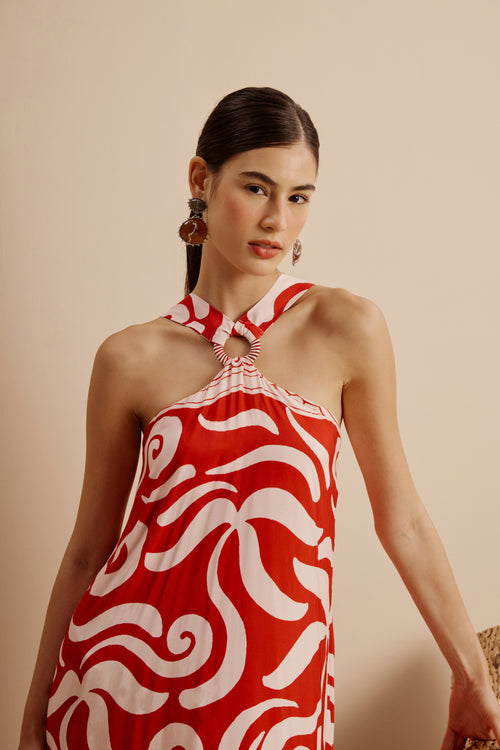 Strap Neckline Long Dress