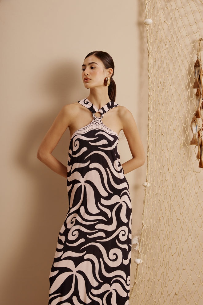 Strap Neckline Long Dress