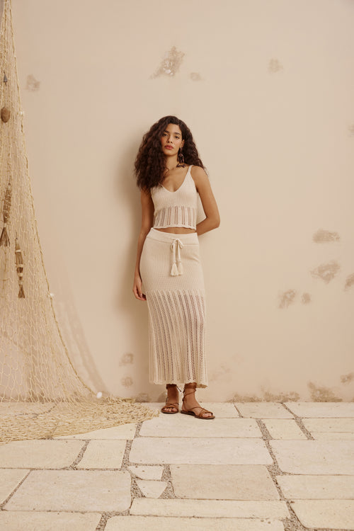 Knit Fabric Midi Skirt