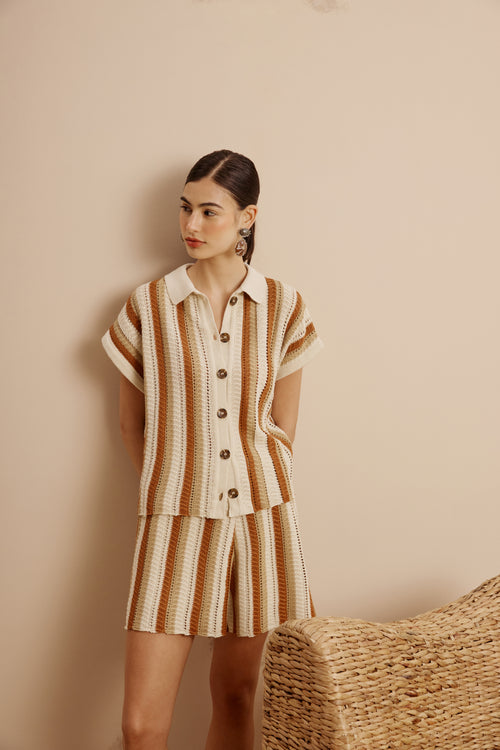 Knit Fabric Stripped Shirt