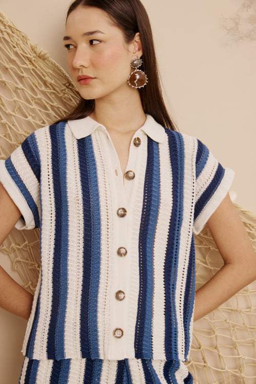 Knit Fabric Stripped Shirt