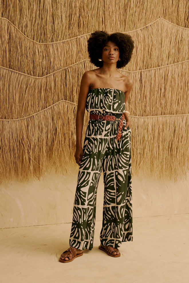 PRINTED STRAPLESS ROMPER
