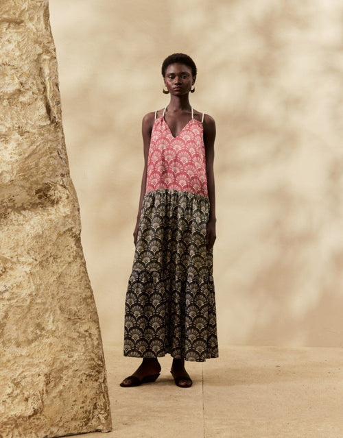 MIXED PRINT LONG DRESS