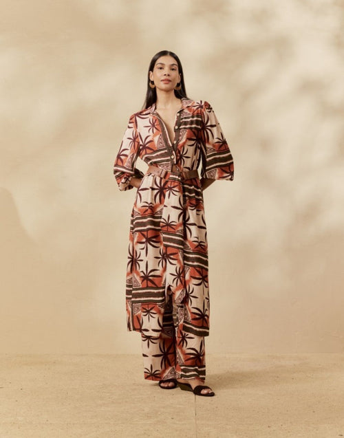 PRINTED LONG SHIRT WITH SLIT