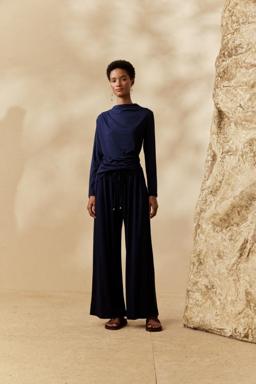 JERSEY FABRIC PALAZZO PANTS