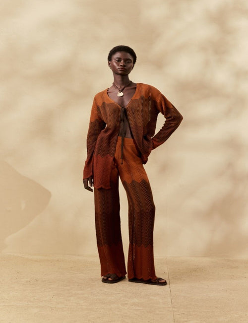 OMBRE KNITTED FABRIC PANTS