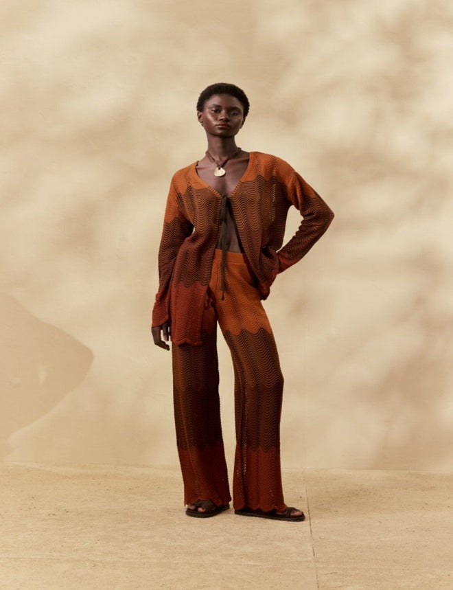 OMBRE KNITTED FABRIC PANTS