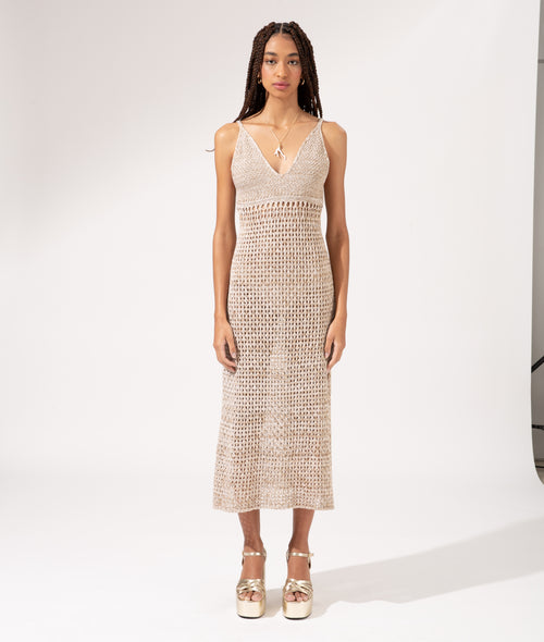 Nature Knit Midi Dress Sand