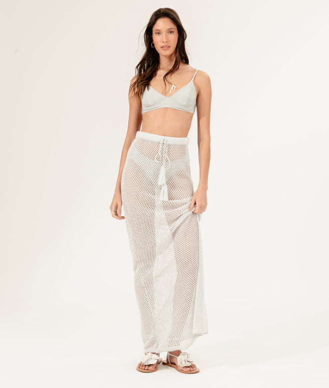 Off White Long Knit Skirt