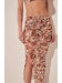 Floral Straw Ruched Midi Skirt