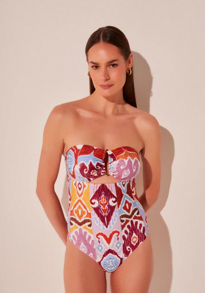 Ikat Bandeau One Piece W Hoop