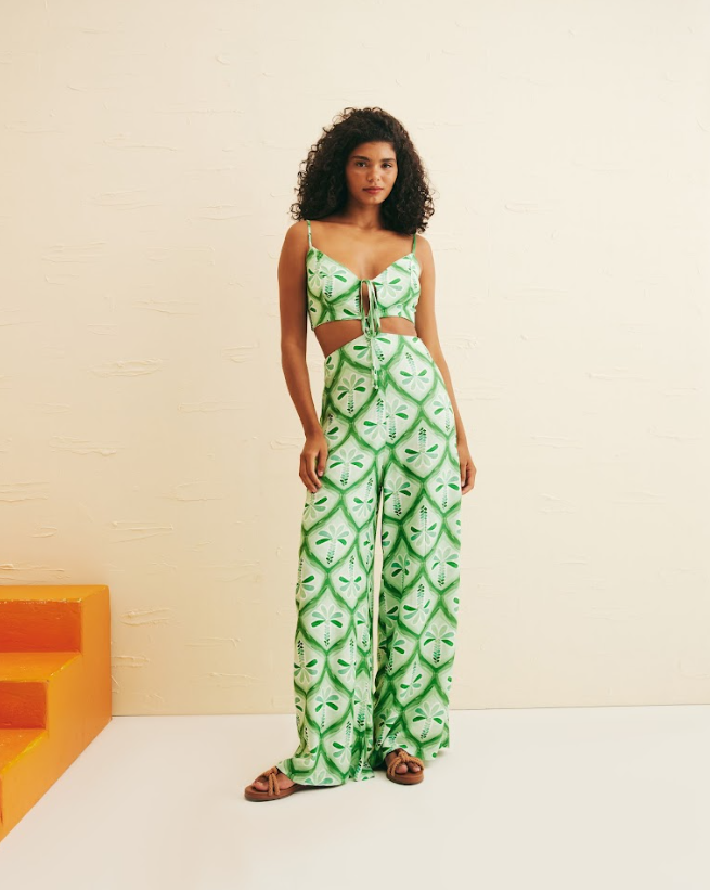 Tunnel Neckline Green Jumpsuit