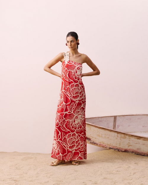 Leaf Guipure Printed Dress