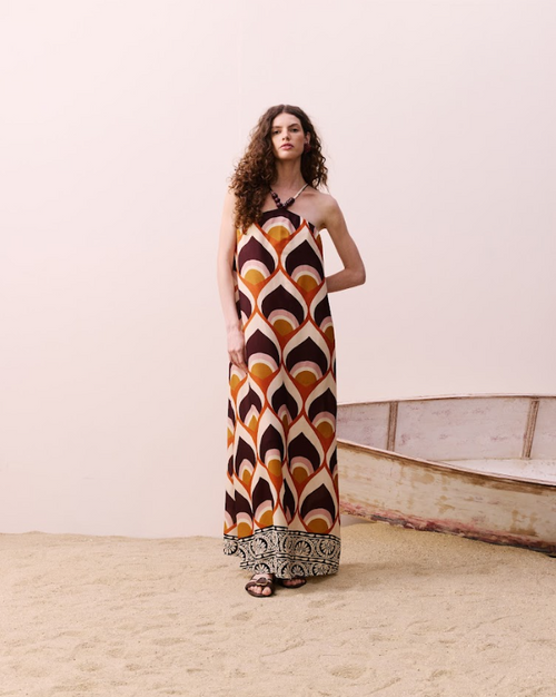 Long Dress W Beaded Neckline