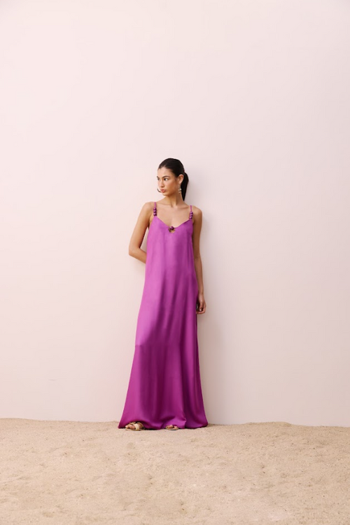 Tip Strap Long Dress - Black