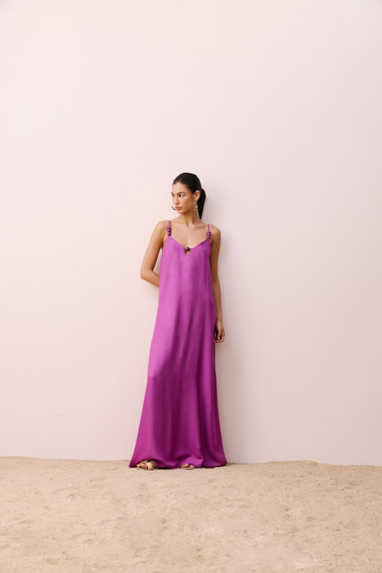 Tip Strap Long Dress - Black