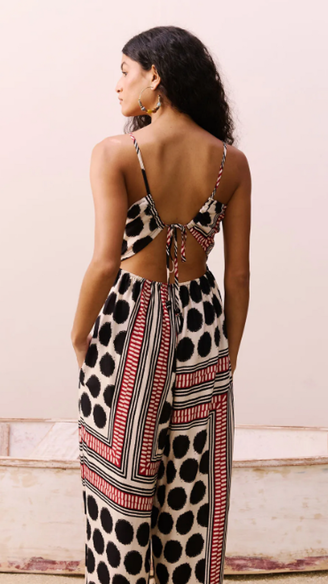 Back Tie Straight Neck Romper