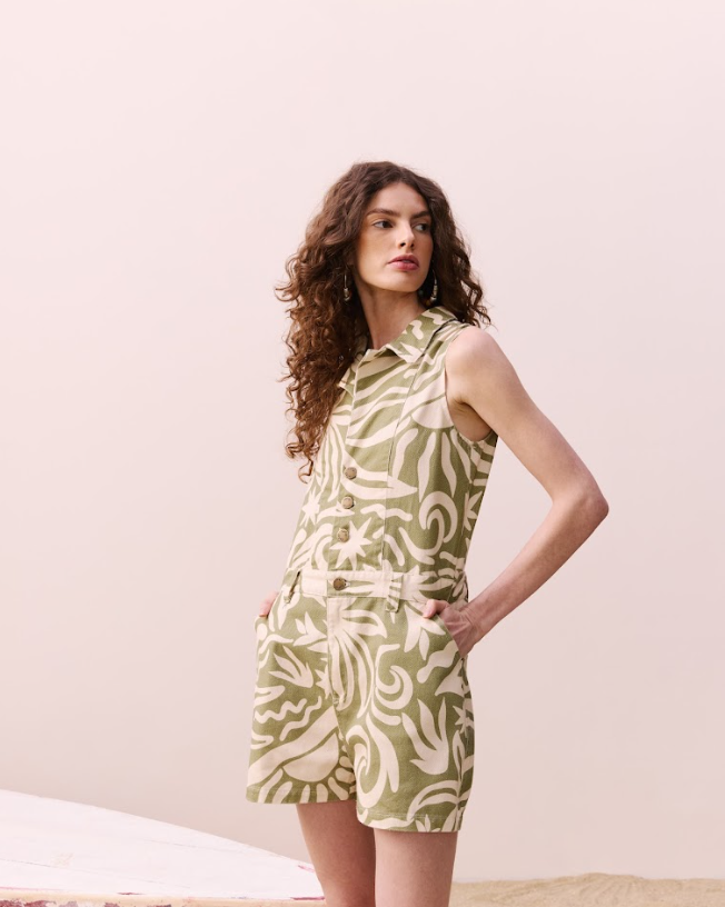 Printed Twill Romper
