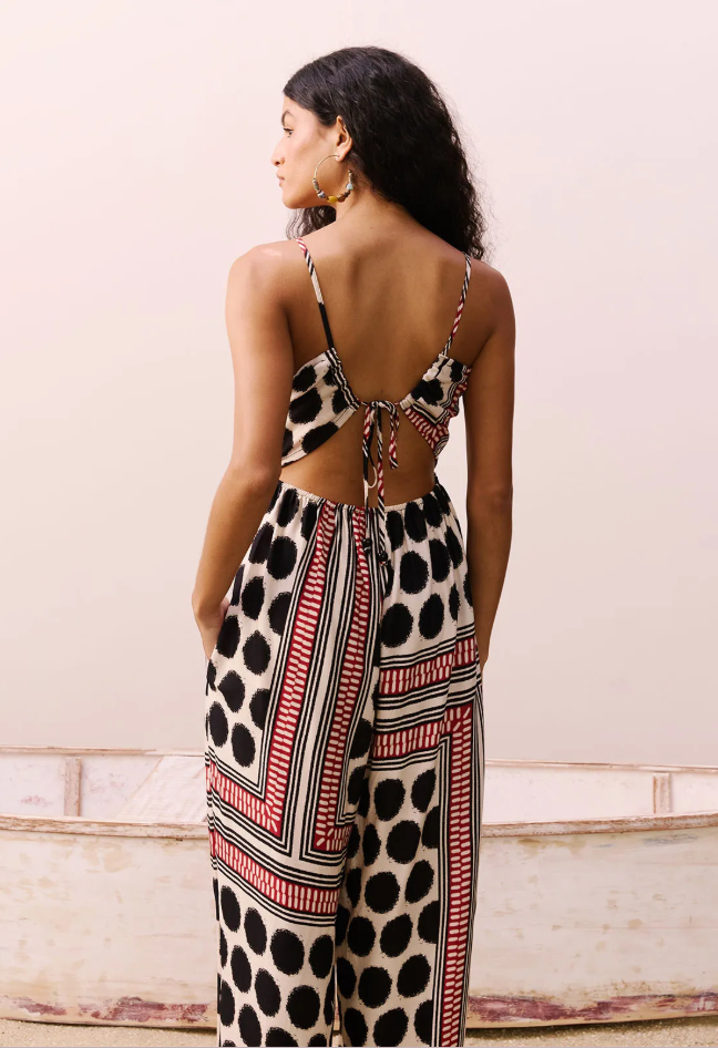 Back Tie Straight Neck Romper