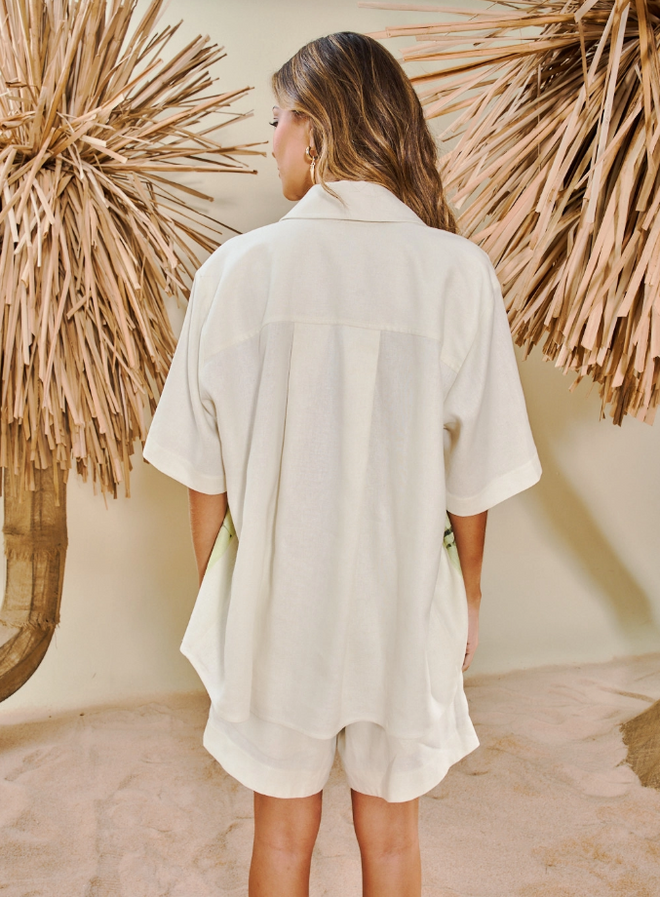 Oversized Linen Printed Shirt