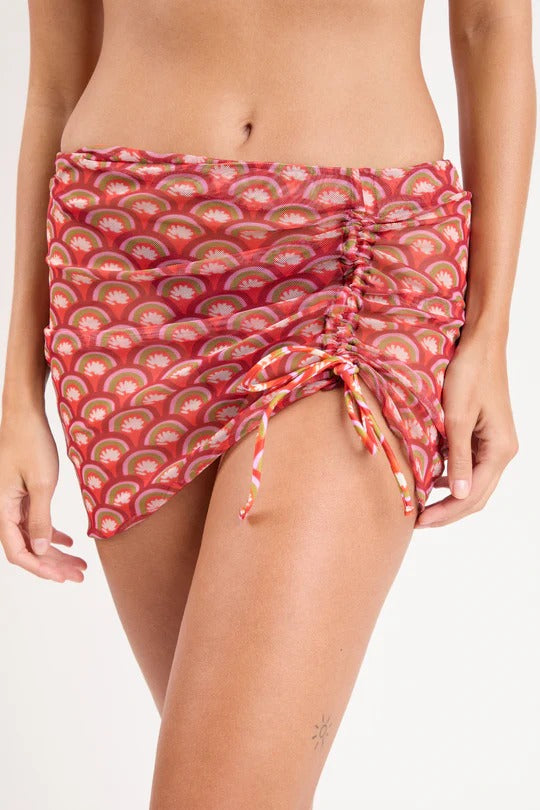 Floral Mini Skirt Ruched