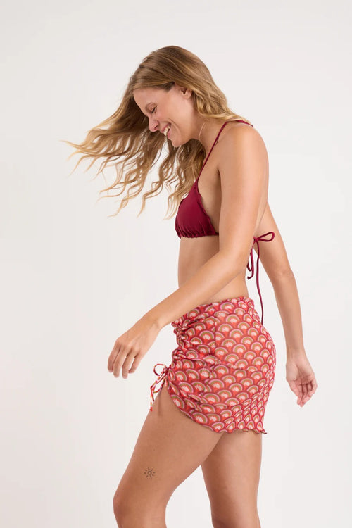 Floral Mini Skirt Ruched
