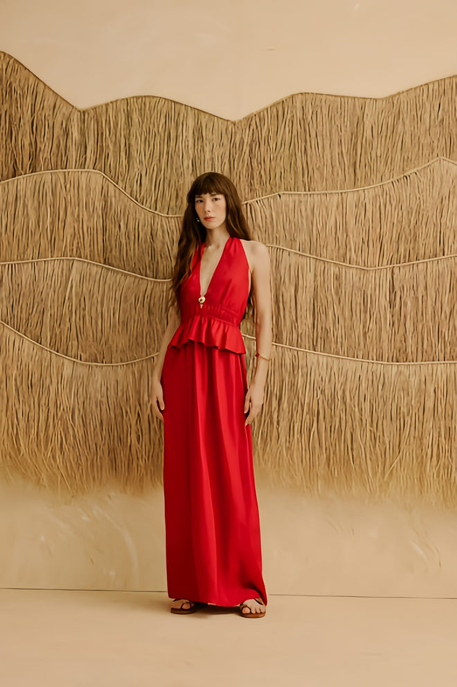 HALTER DRESS W GOLDEN HOOP