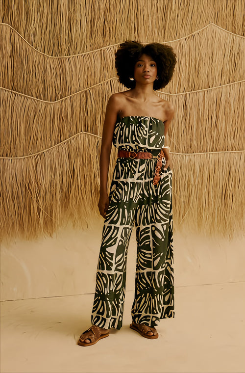 PRINTED STRAPLESS ROMPER