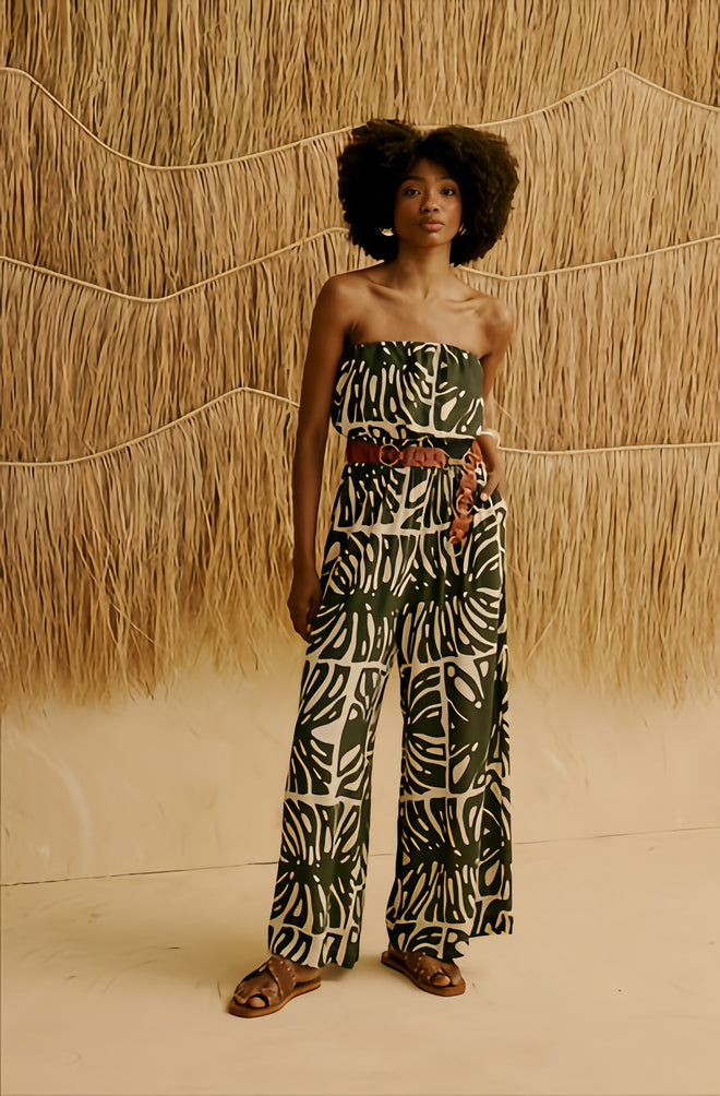 PRINTED STRAPLESS ROMPER